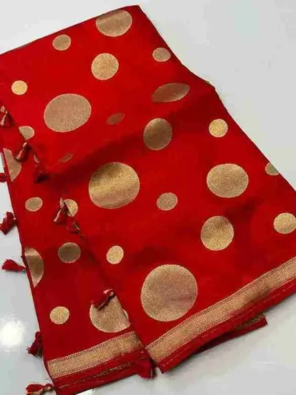 Red All-Over Gold Jari Silk Saree