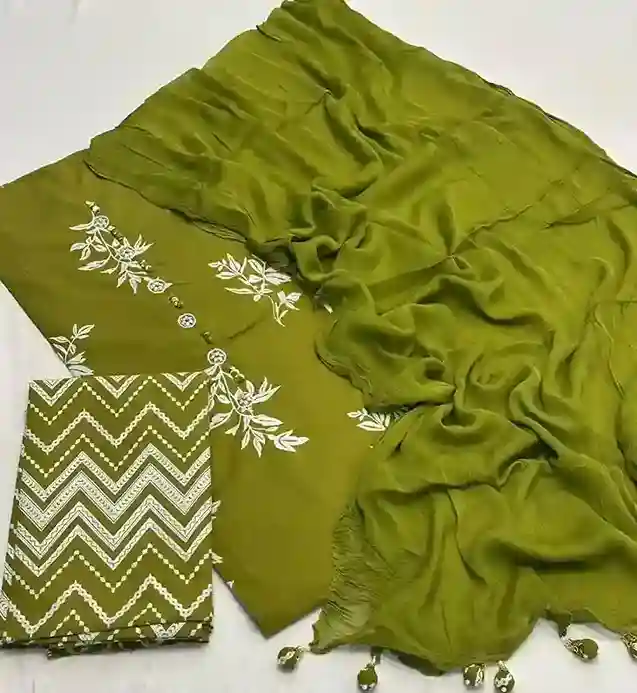 Chiffon Georgette Dupatta Olive 1_7_11zon_7_11zon