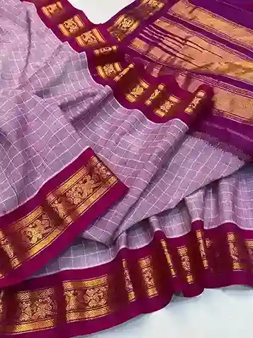 Lavanya – Lavender Handloom Cotton Gadwal Elegance