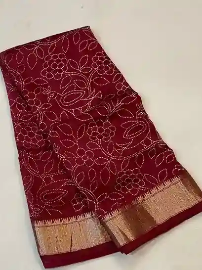 Timeless Charm – Maroon Soft Silk Saree with Gold Zari Border