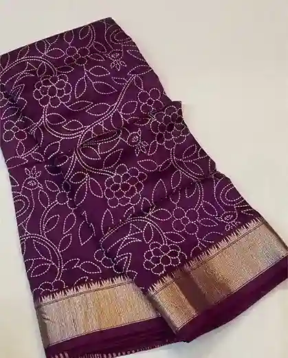 Timeless Charm – Wine Soft Silk Saree with Gold Zari Border
