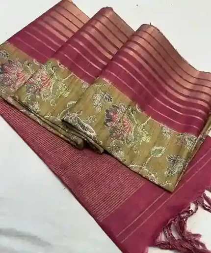 Ruhani – Olive Kalamkari Charm on Tussore